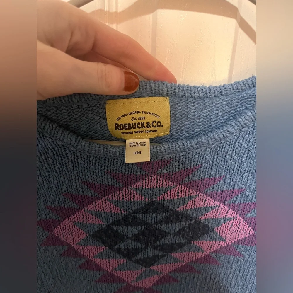 Roebuck & Co Geometric Pattern Sweater y2k Girls sz 12